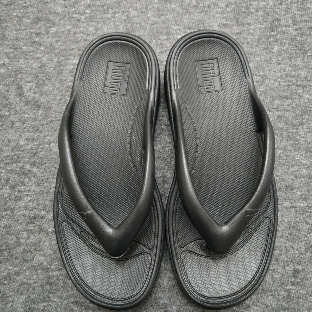 FitFlop Iqushion Flip Flop Thongs Women Size 7 Black Ergonomic Comfort Walking
